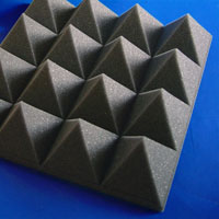 a pyramid acoustic foam tile produced by the CNC Horizontal Cutter Machine