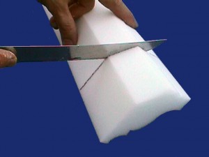 Gently cutting with a serrated blade Gently cutting with a serrated blade