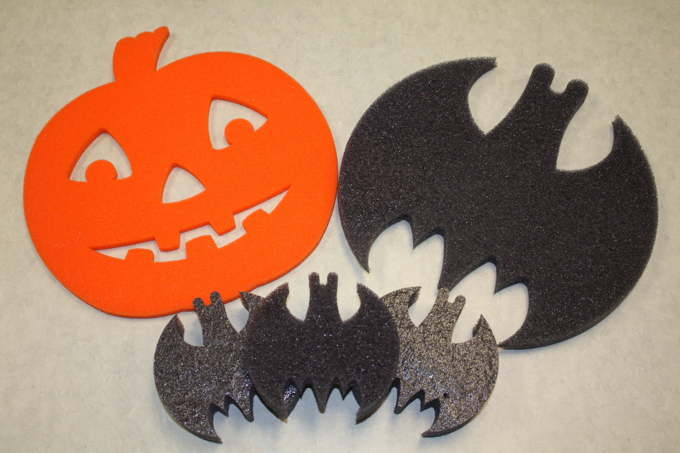 Happy Halloween! Orange Foam Pumpkin and Bat Foam Cutouts